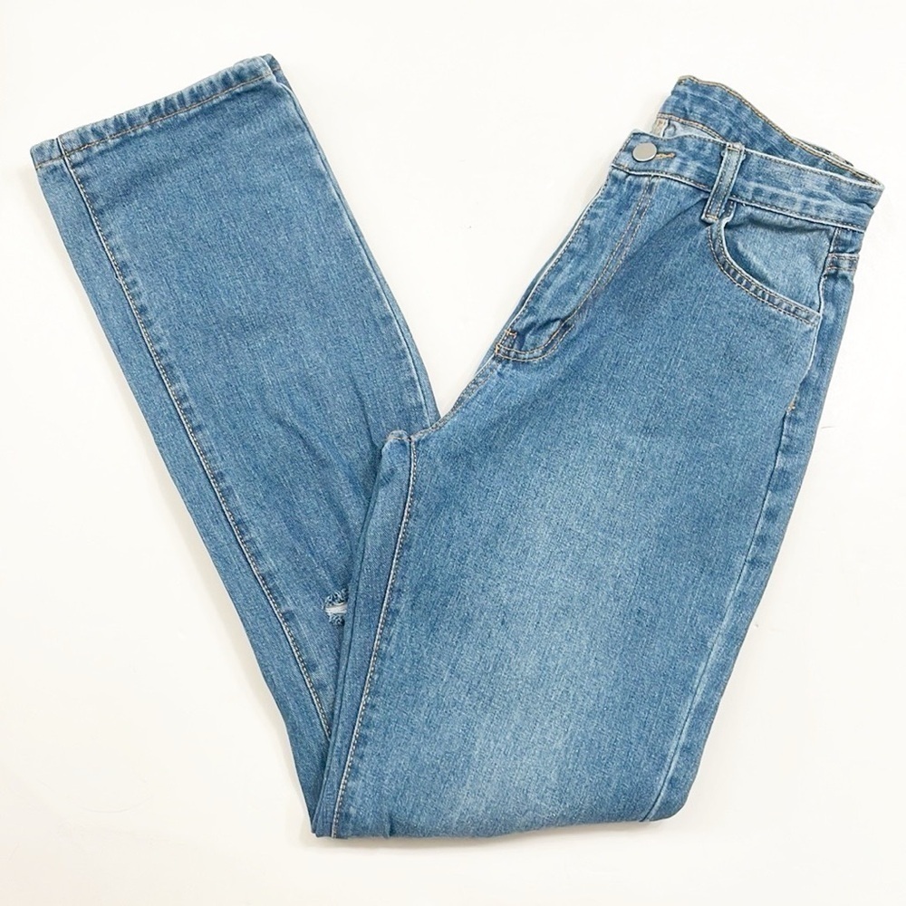 SHEIN high waisted distressed denim jeans